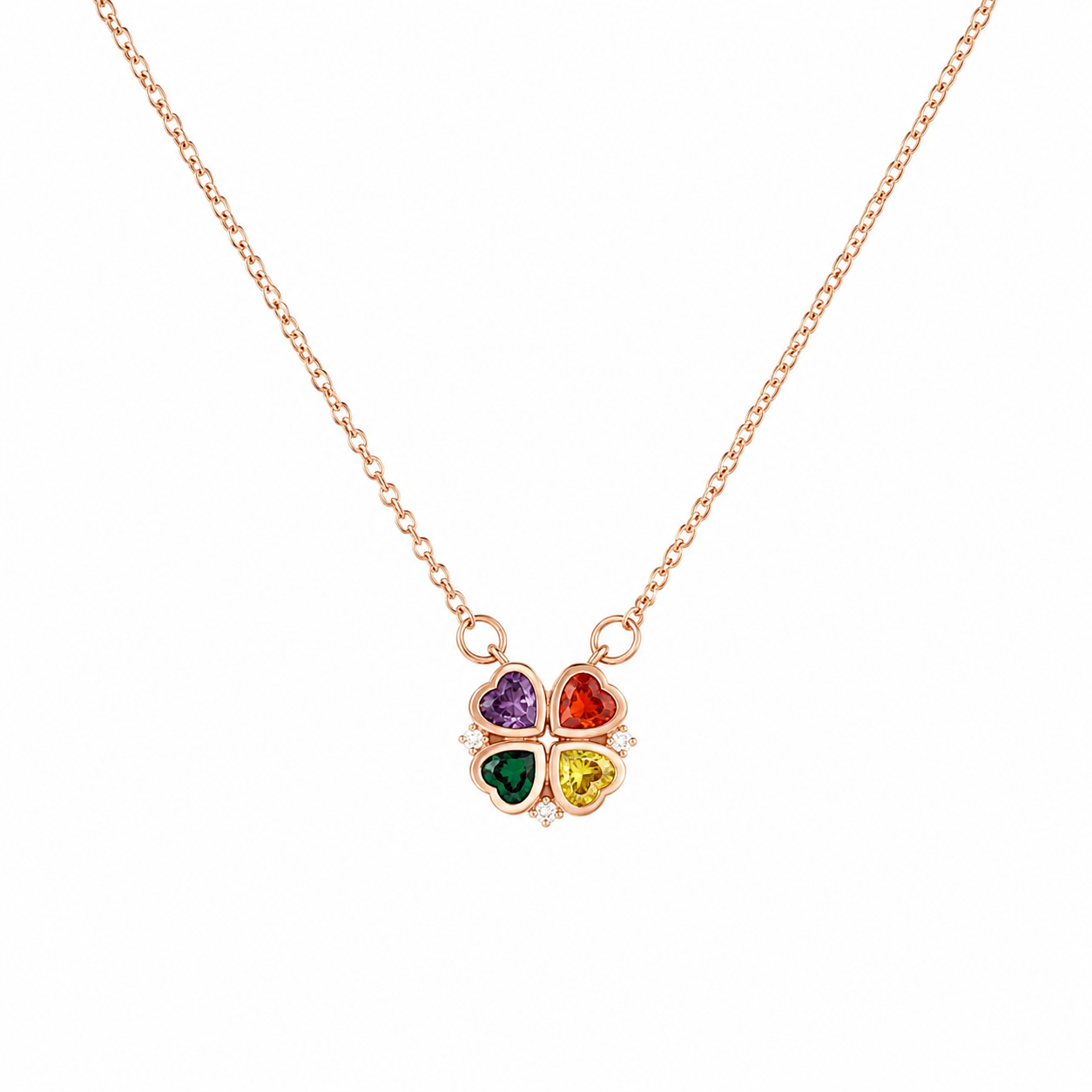 2in1 Rainbow Heart Necklace (Rose Gold)