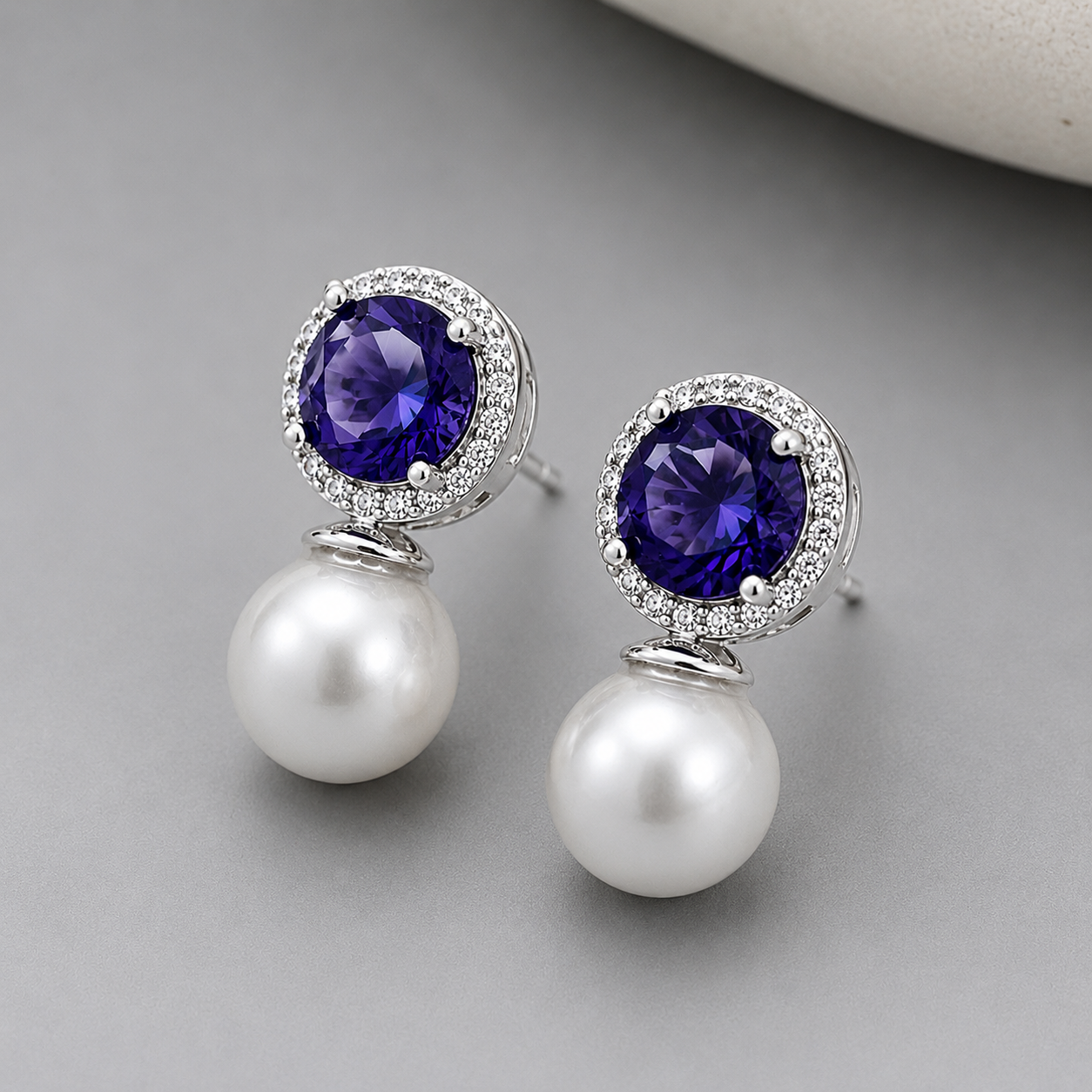 Violet Pearl Drop Earrings
