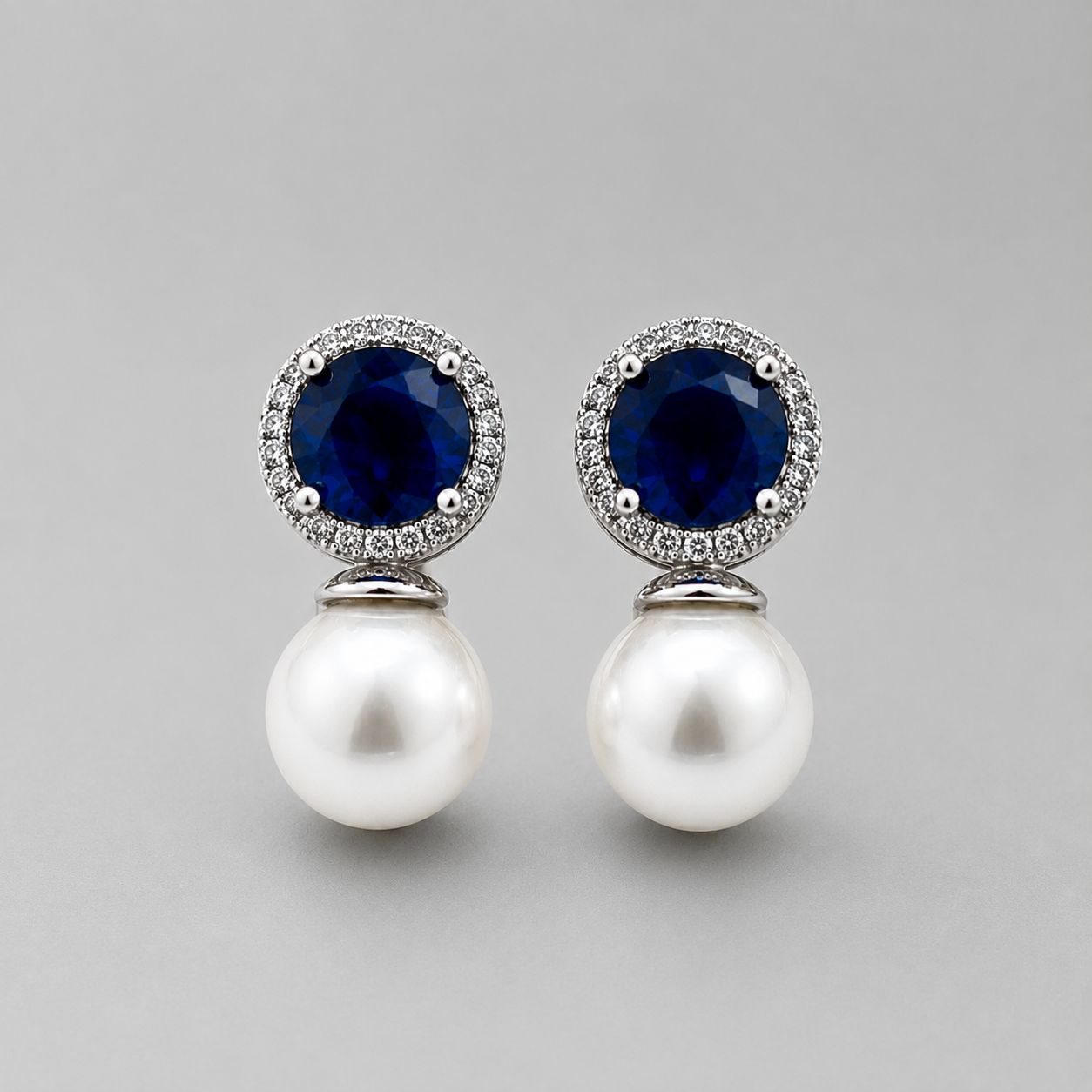 Royale Sapphire Pearl Drop Earrings