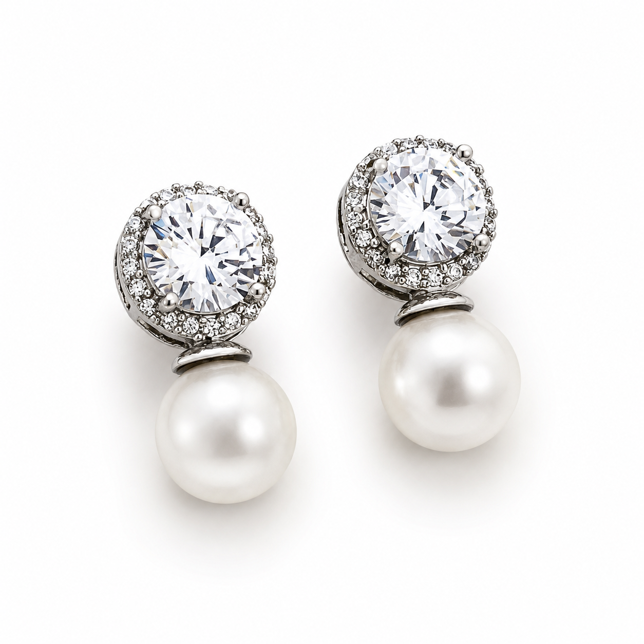 Classic CZ Pearl Drop Earrings