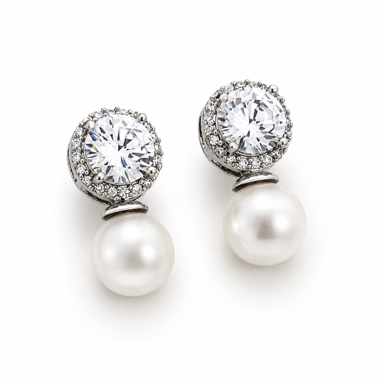 Classic CZ Pearl Drop Earrings