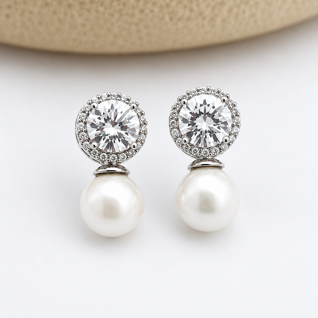 Classic CZ Pearl Drop Earrings