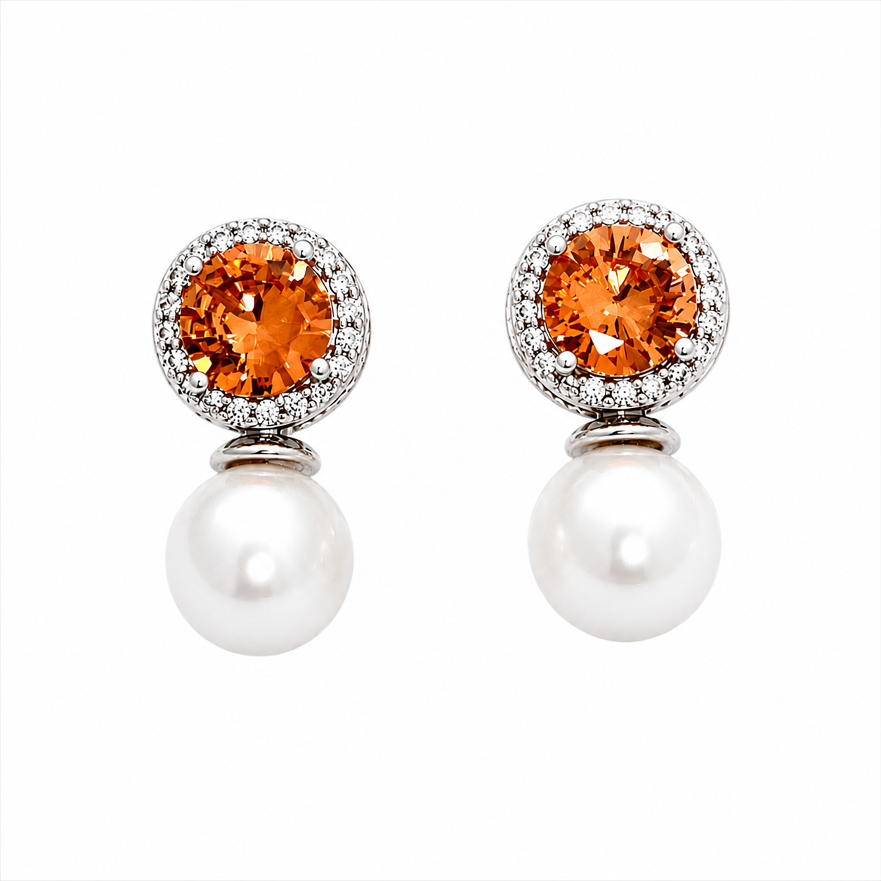 Amber Elegance Pearl Drop Earrings