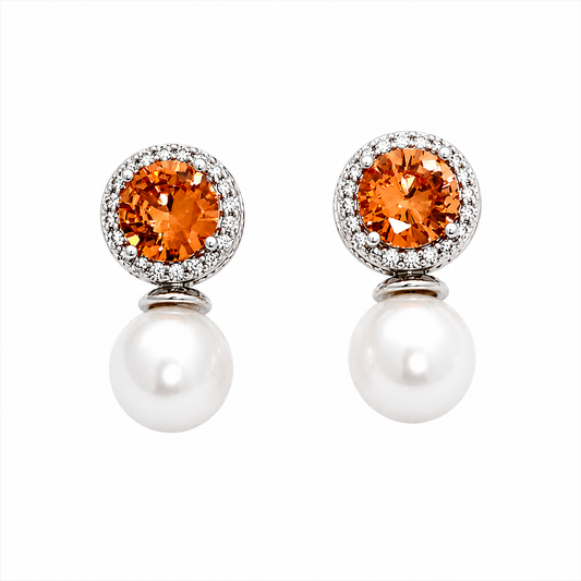 Amber Elegance Pearl Drop Earrings