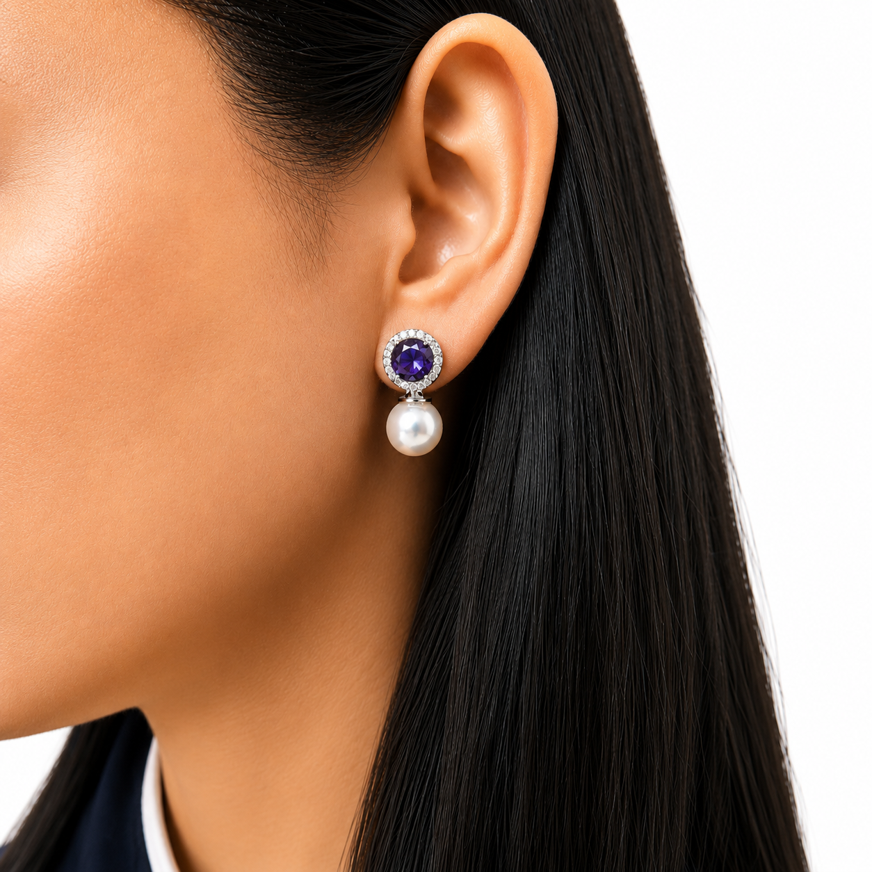 Violet Pearl Drop Earrings