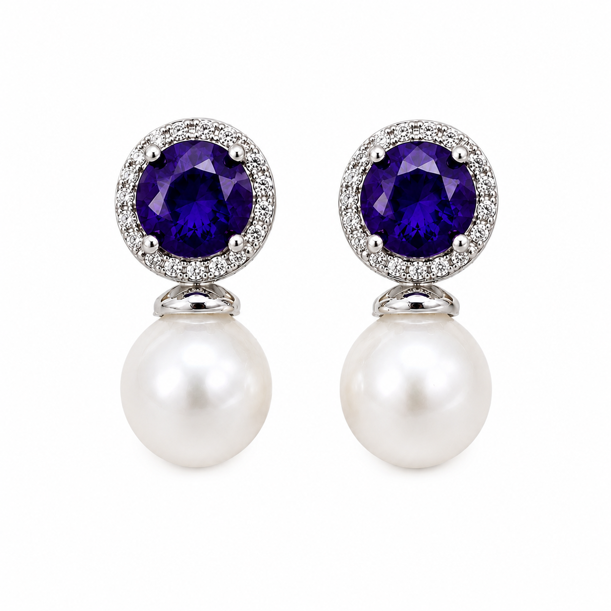 Violet Pearl Drop Earrings