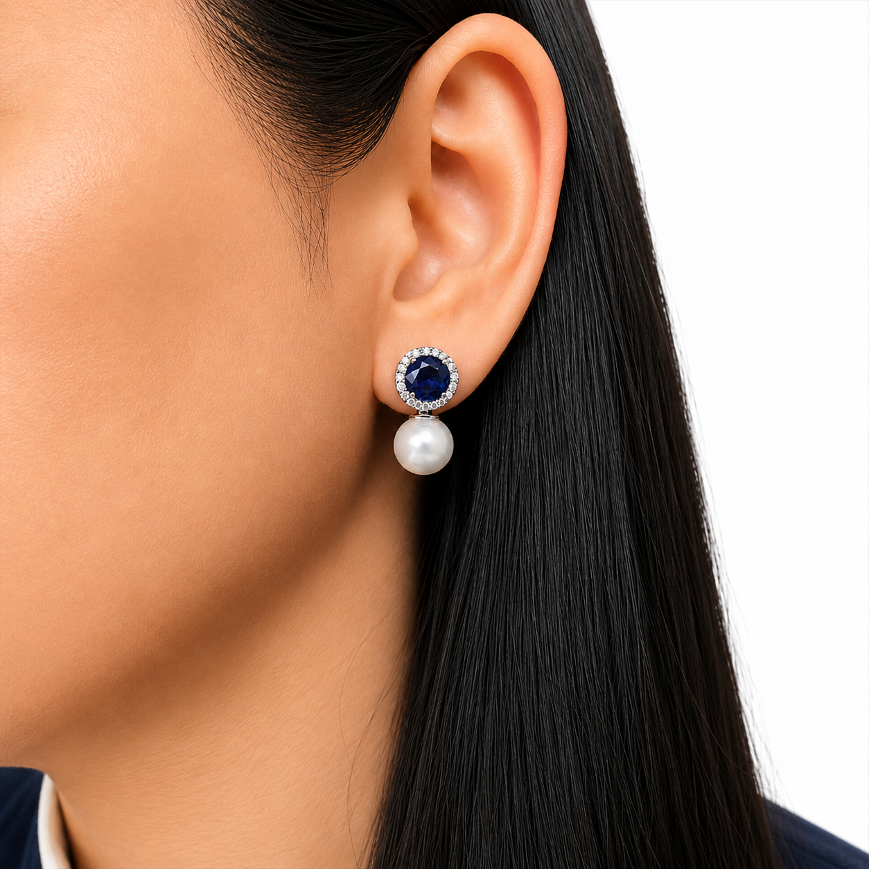 Royale Sapphire Pearl Drop Earrings