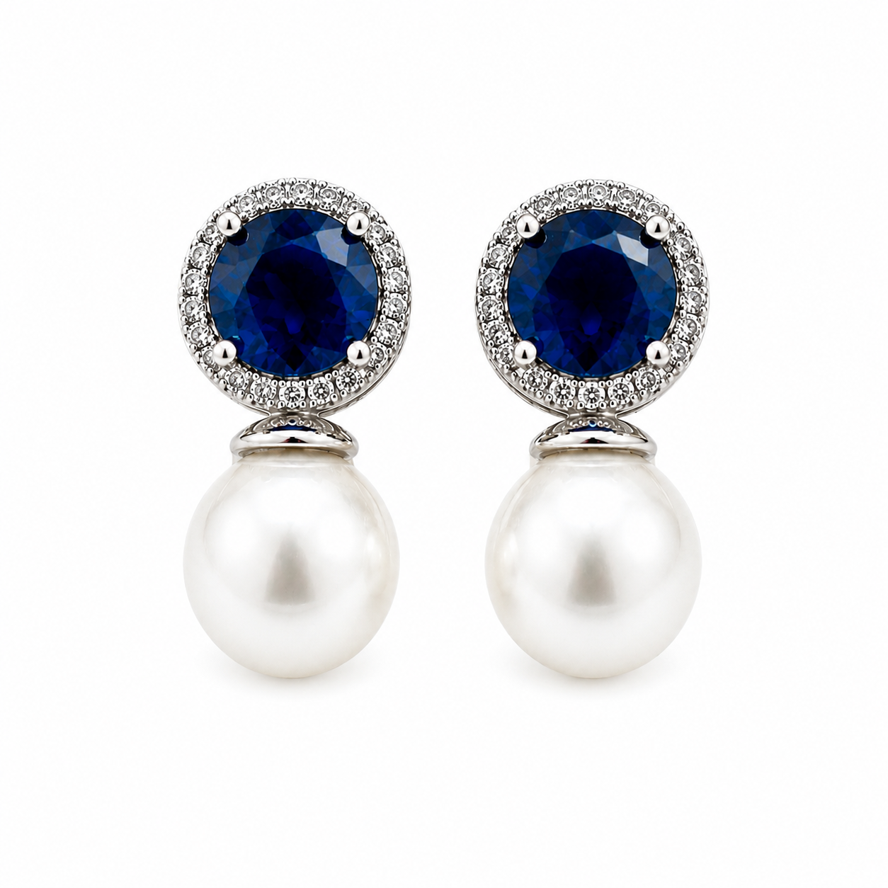 Royale Sapphire Pearl Drop Earrings