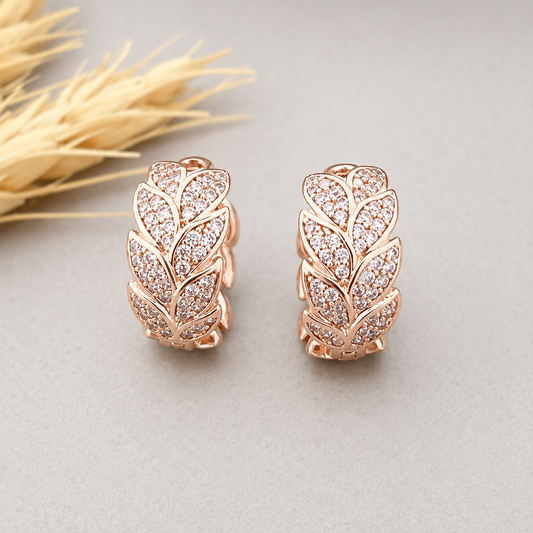 Crystal Leaf Huggie Hoops
