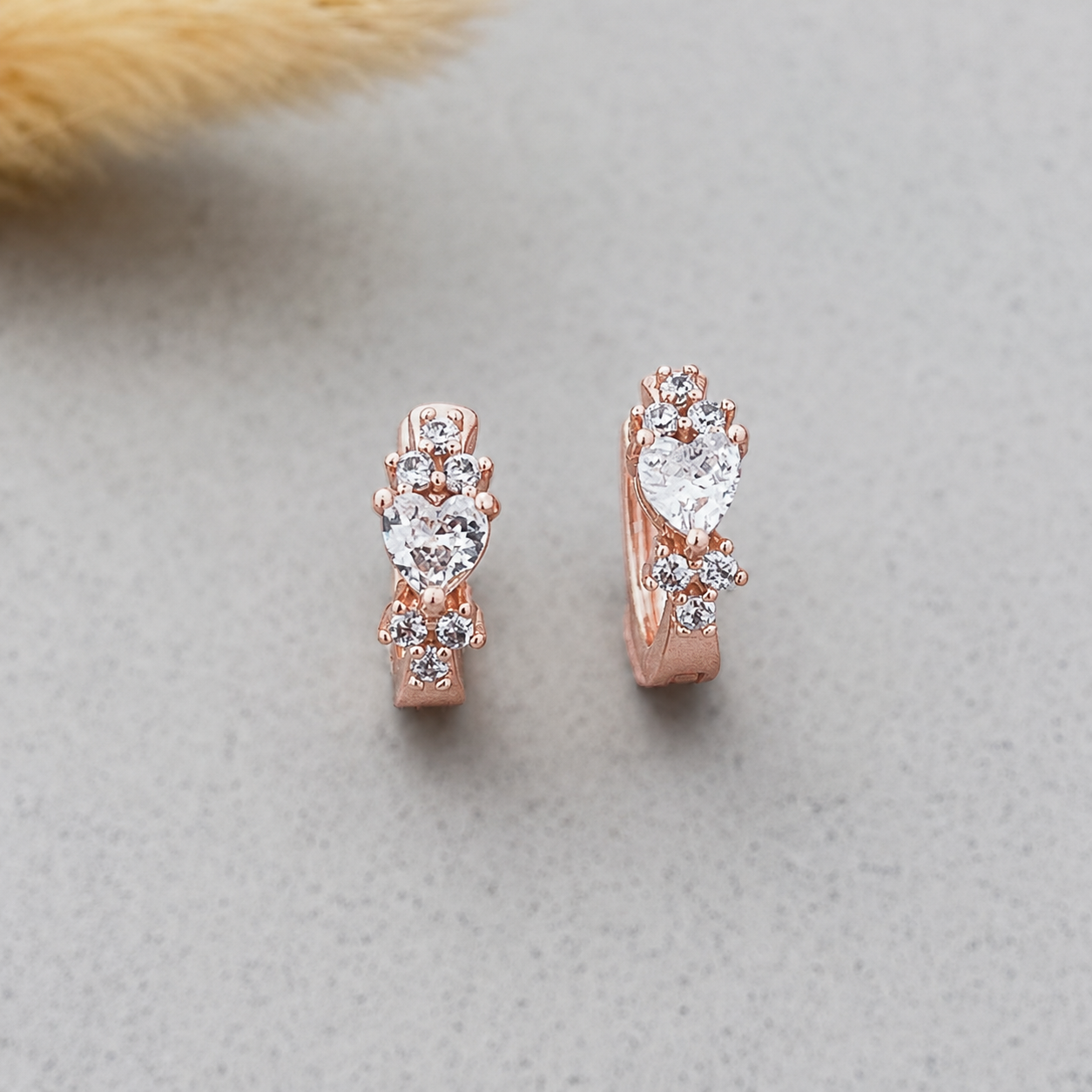 Heart Cascade Huggie Hoops
