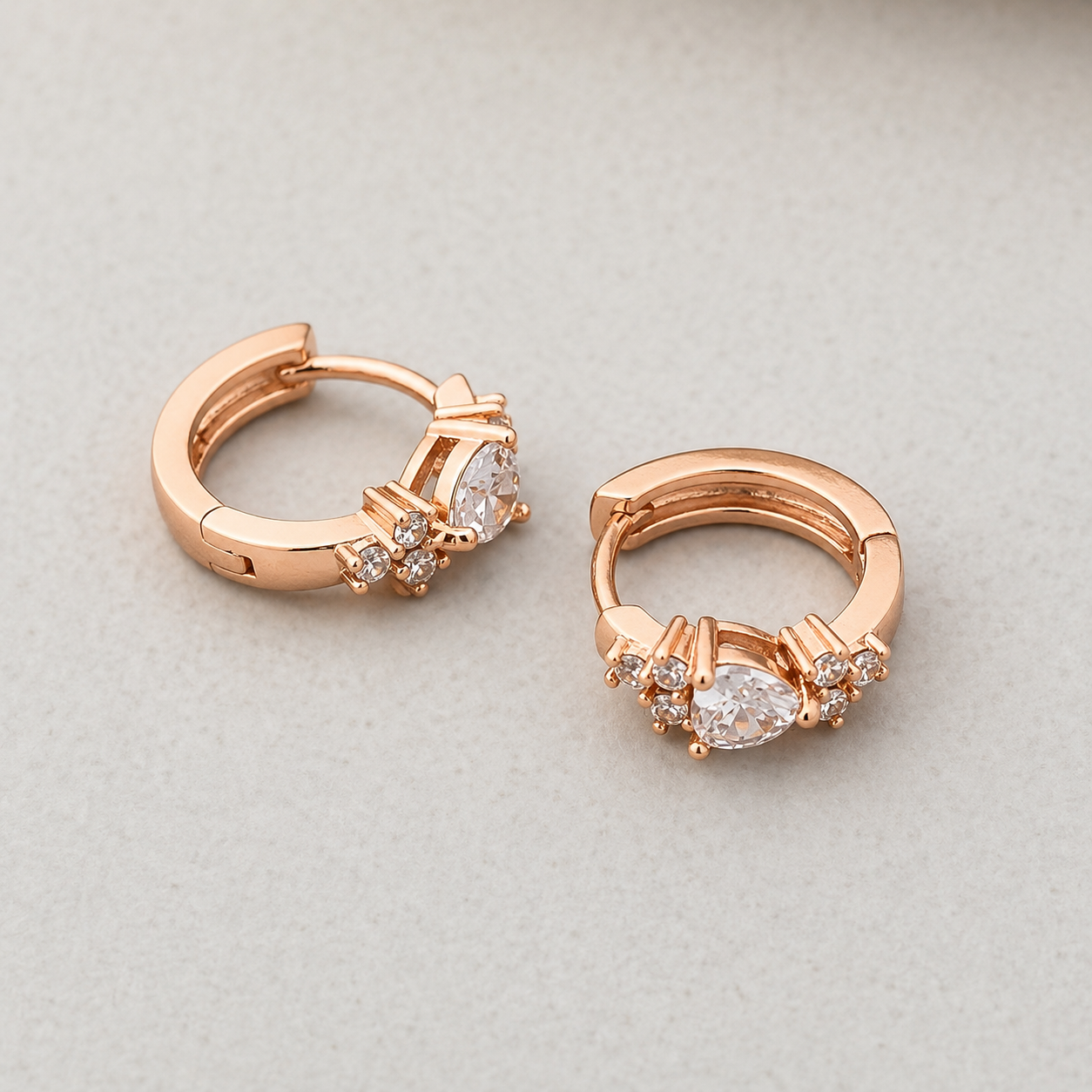 Heart Cascade Huggie Hoops