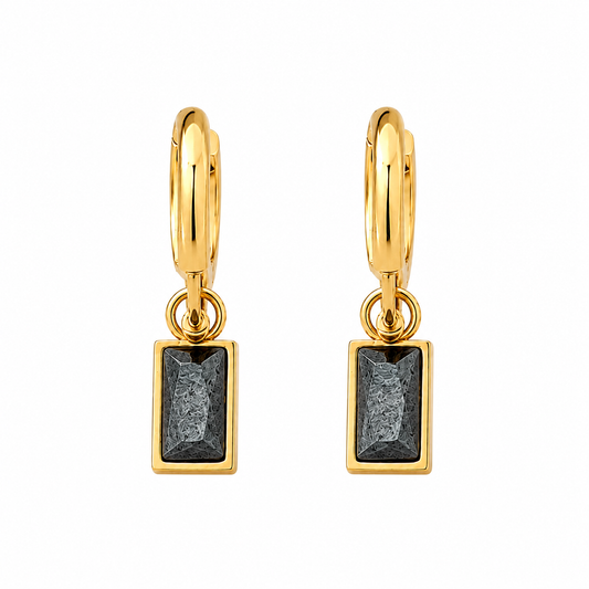 Macie Black Drop Hoops