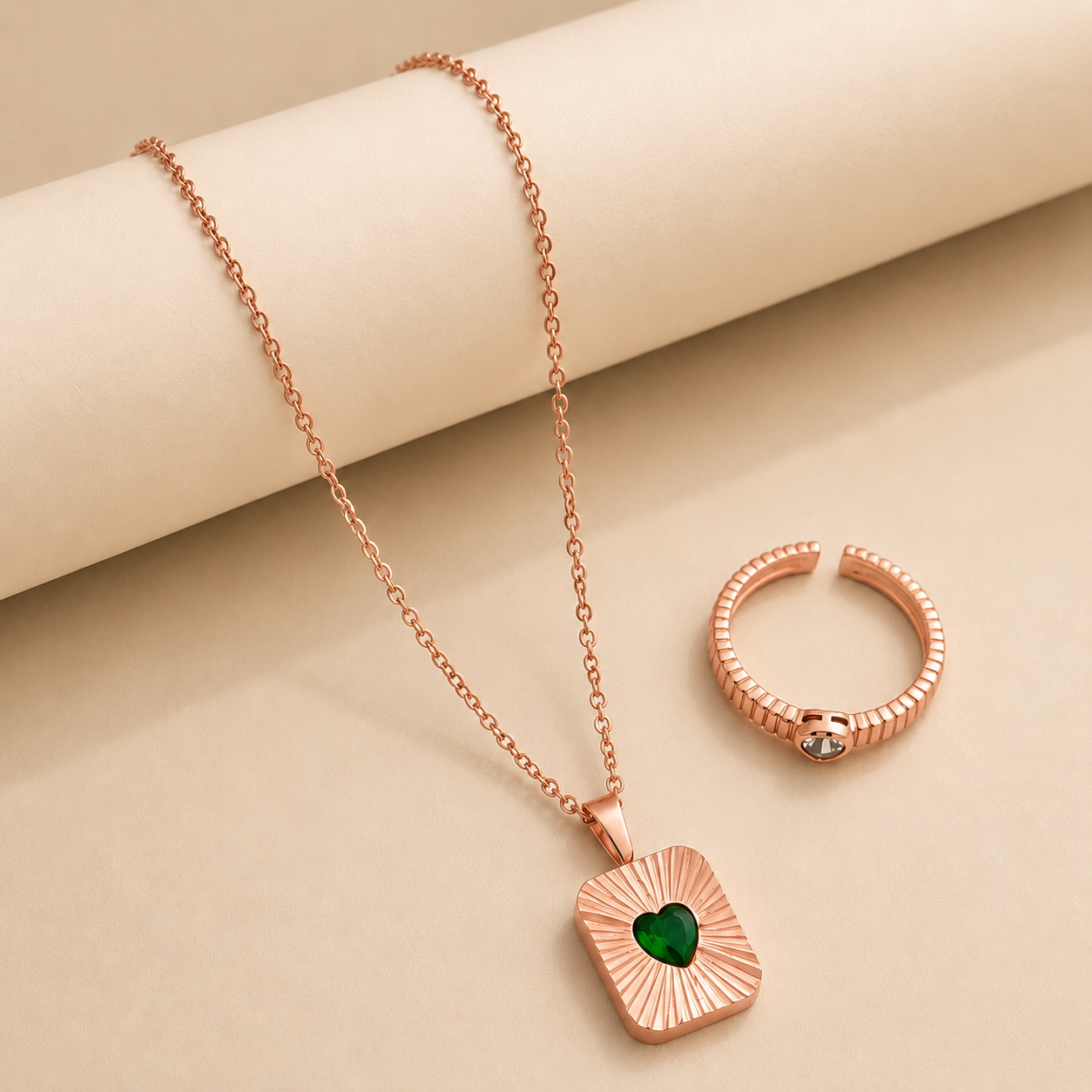Emerald Heart Duo(Rose Gold)