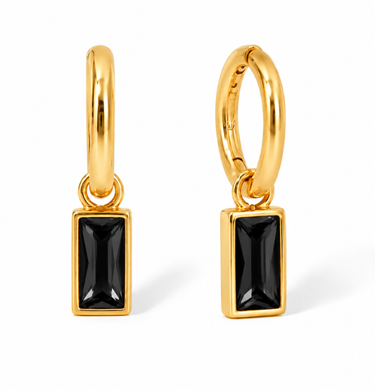 Macie Black Drop Hoops