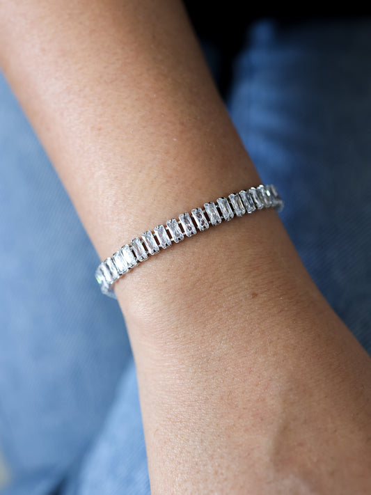 Cleo Crystal Tennis Bracelet (Silver)