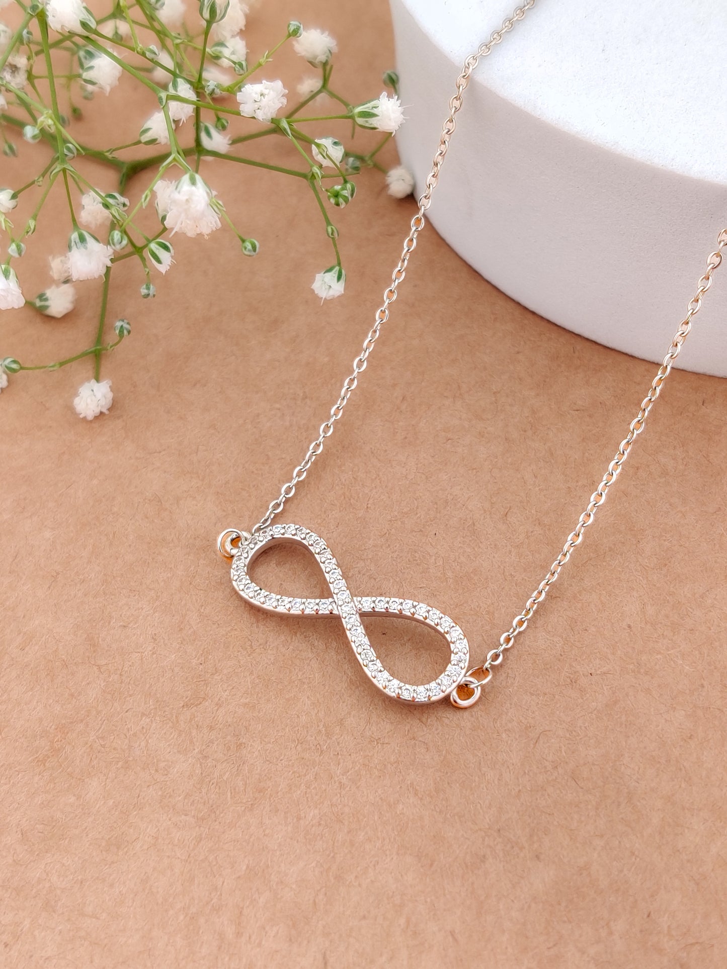 Crystal Infinity Necklace (Silver)