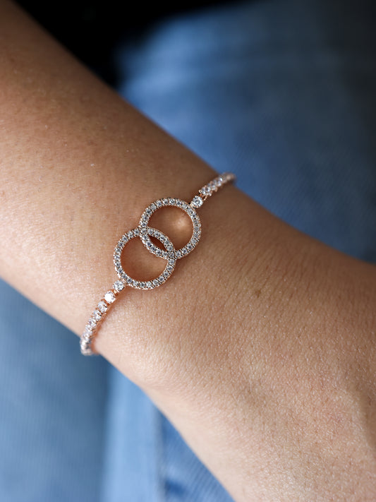 Crystal Interlock Bracelet(Rose Gold)