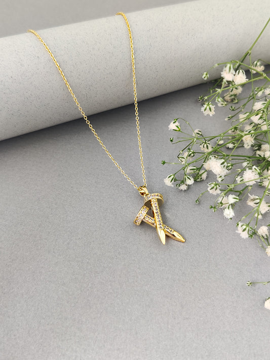 Crystal Nail Necklace (Gold)