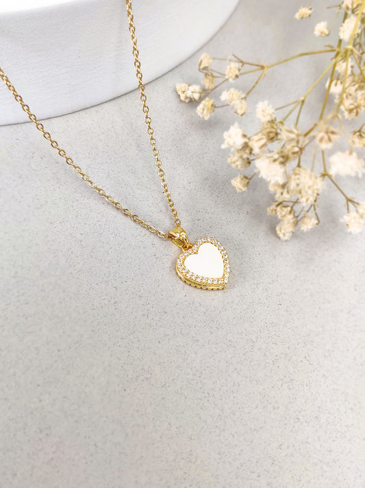 Crystal White Heart Necklace