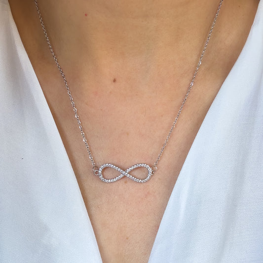 Crystal Infinity Necklace (Silver)