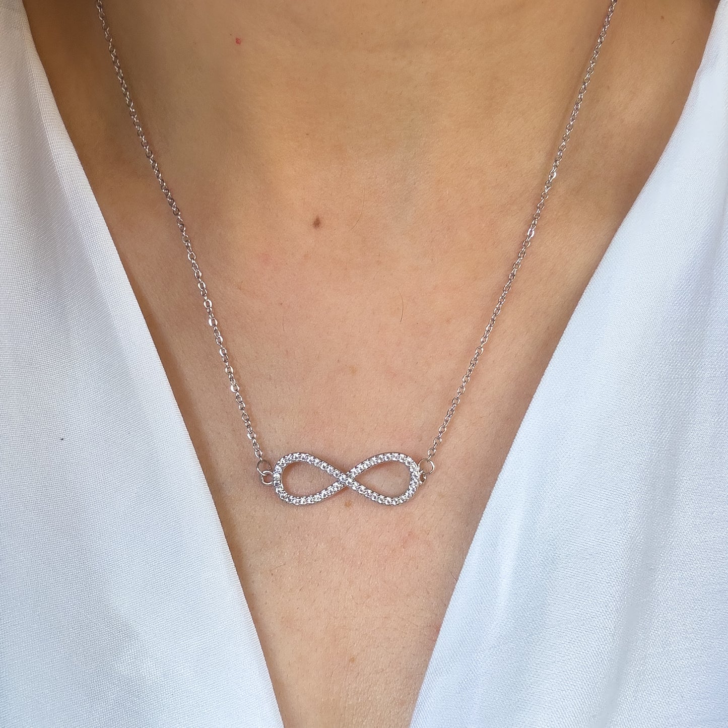 Crystal Infinity Necklace (Silver)