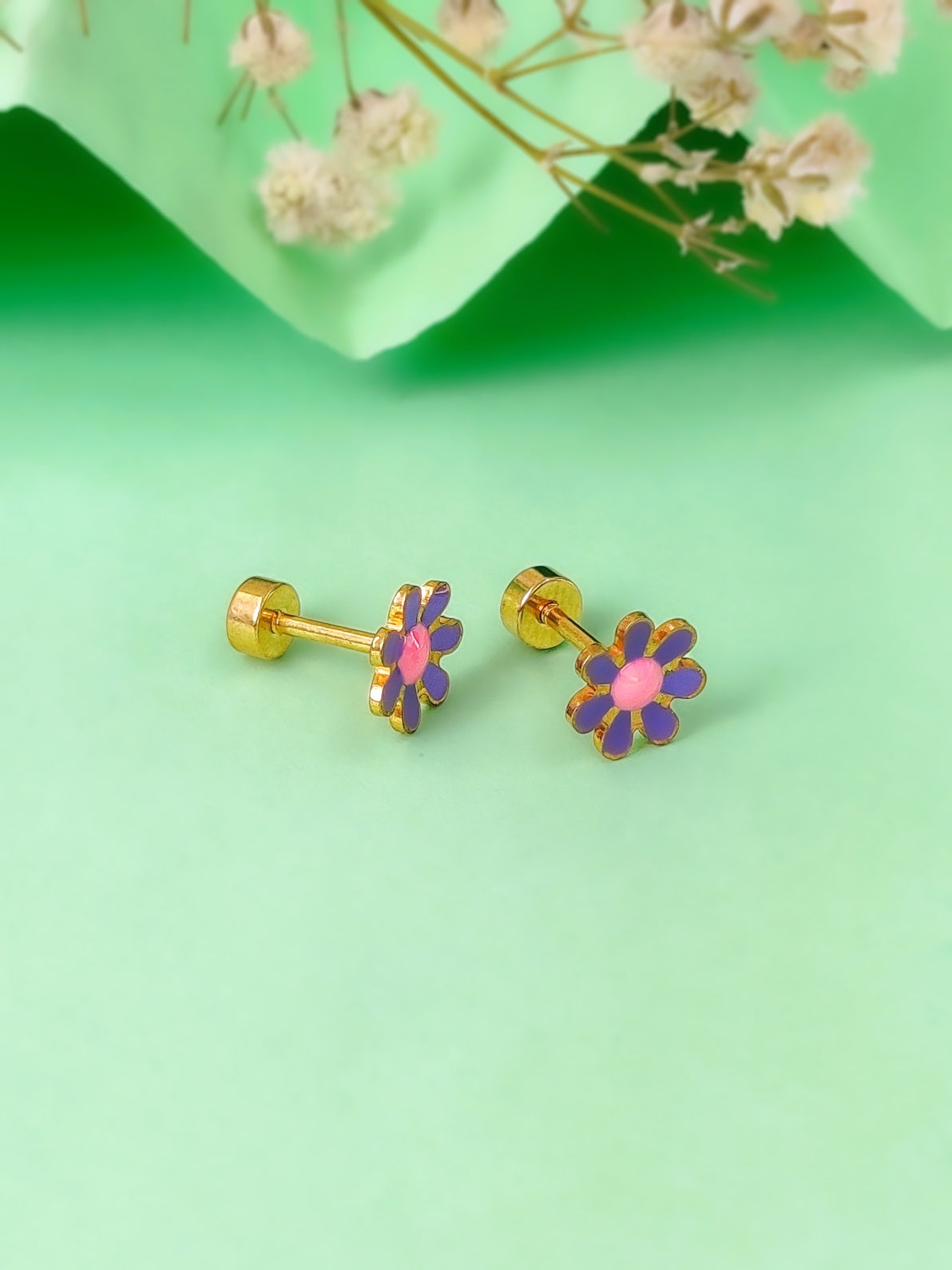 Daisy Second Piercing Studs (Purple)