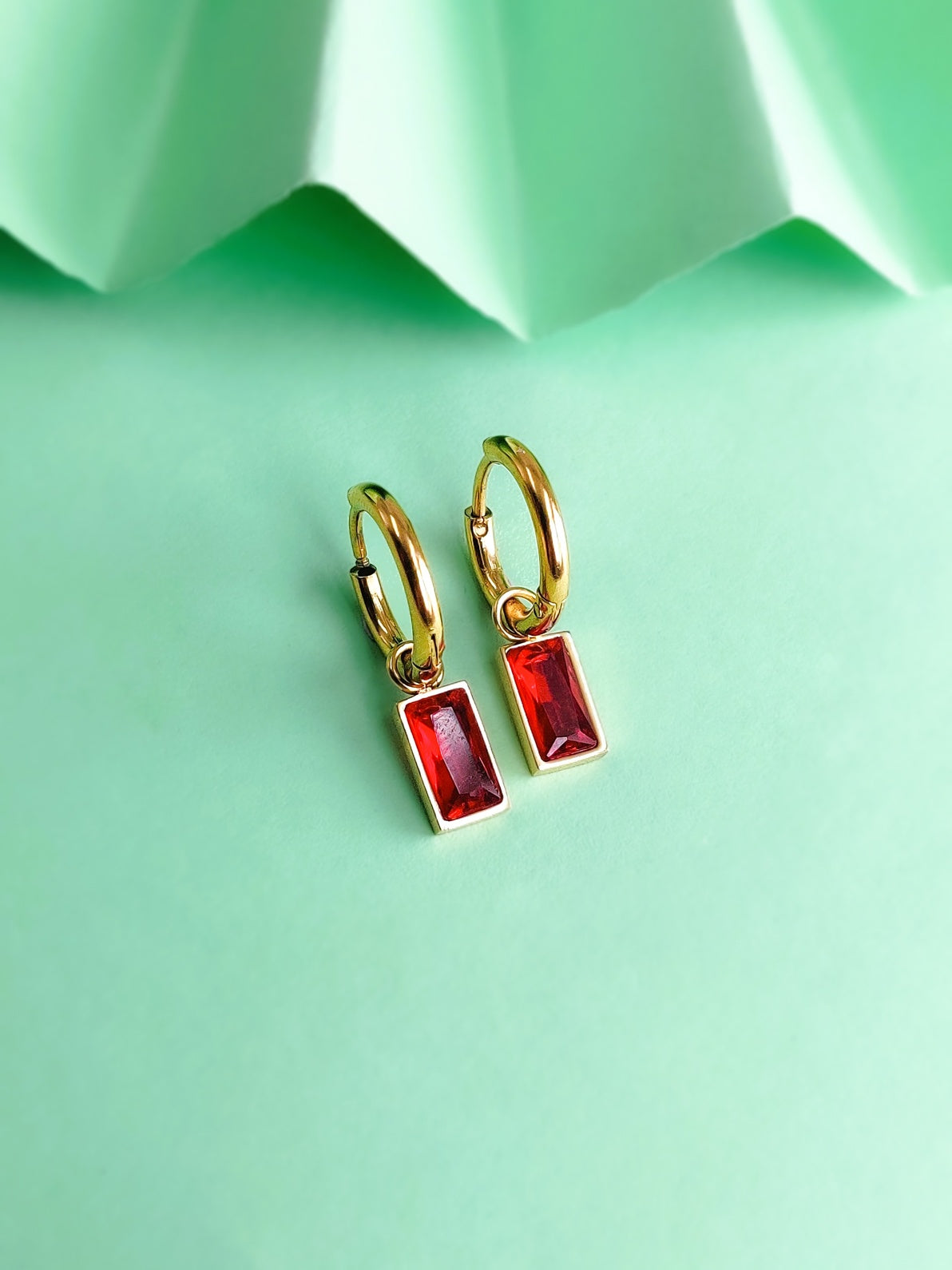 Macie Red Drop Hoops