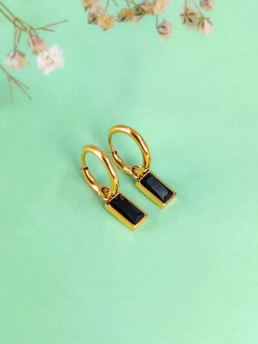 Macie Black Drop Hoops