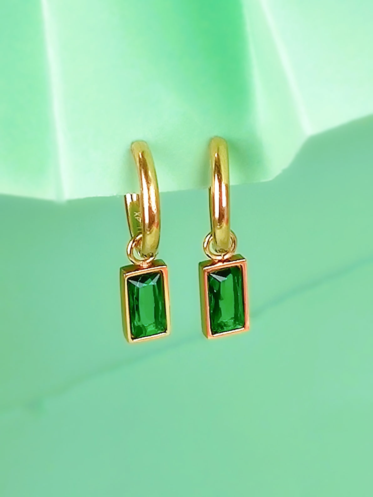 Macie Emerald Drop Hoops