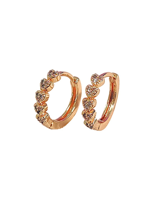 Heart Cluster Huggie Hoops