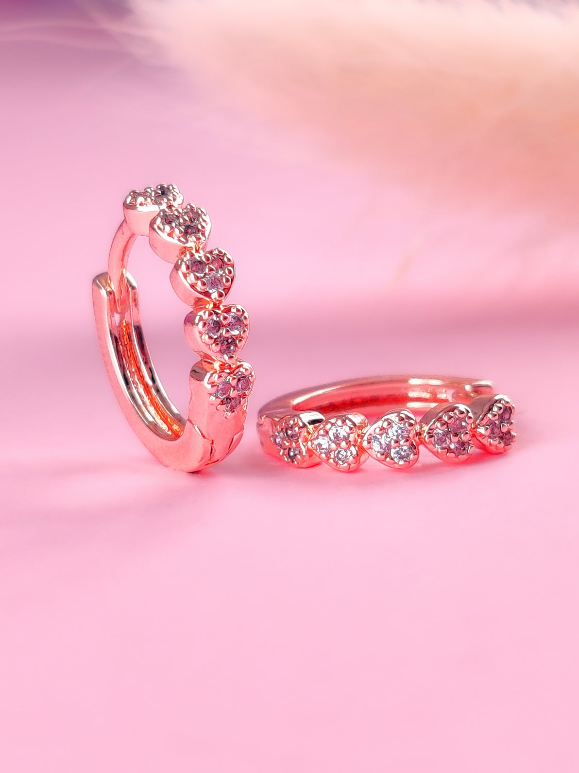 Heart Cluster Huggie Hoops