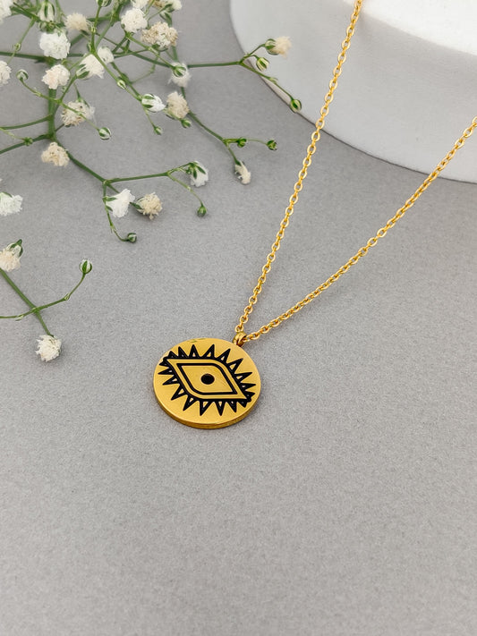 Golden Coin Evileye Necklace
