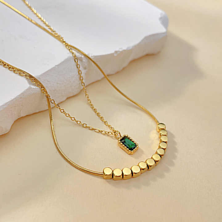 Emerald Glow Layered Necklace