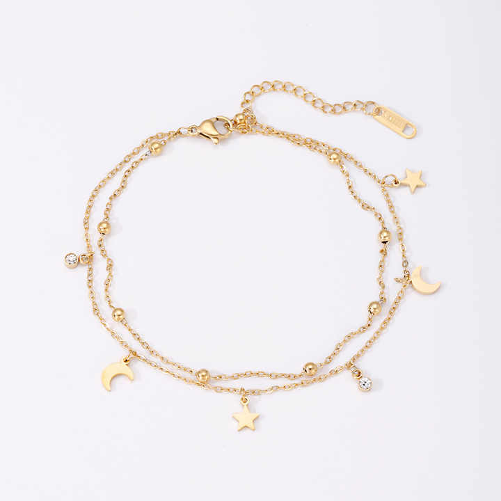 Dainty Moon & Star Charm Bracelet