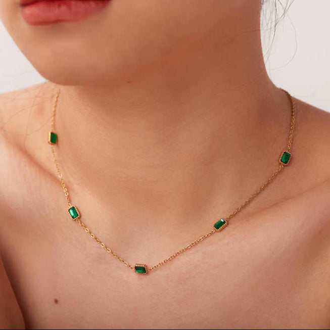 Emerald Baguette Necklace