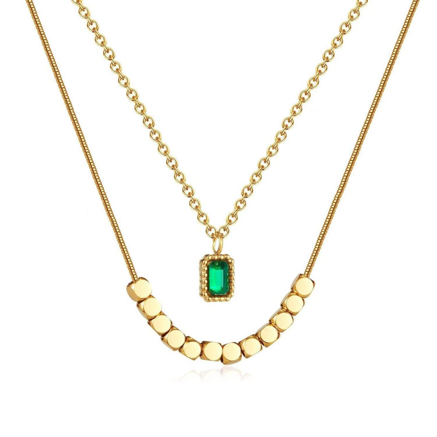 Emerald Glow Layered Necklace