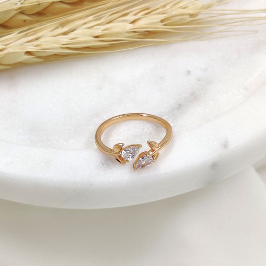 Crystal Leaf Ring