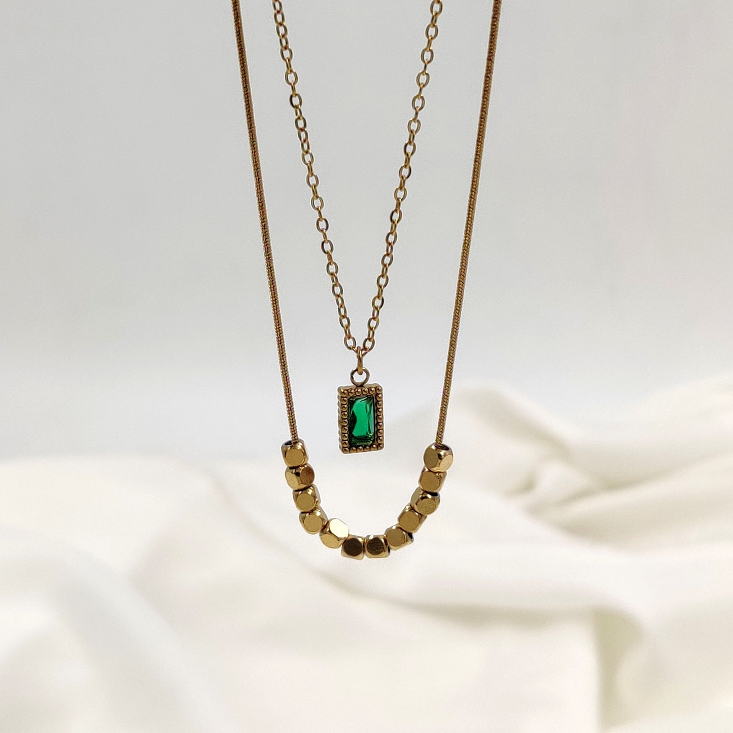 Emerald Glow Layered Necklace