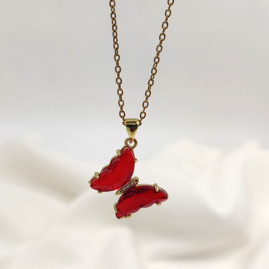 Red Butterfly Pendant Necklace