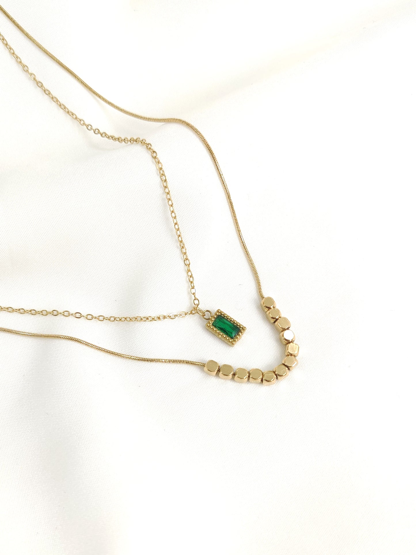 Emerald Glow Layered Necklace