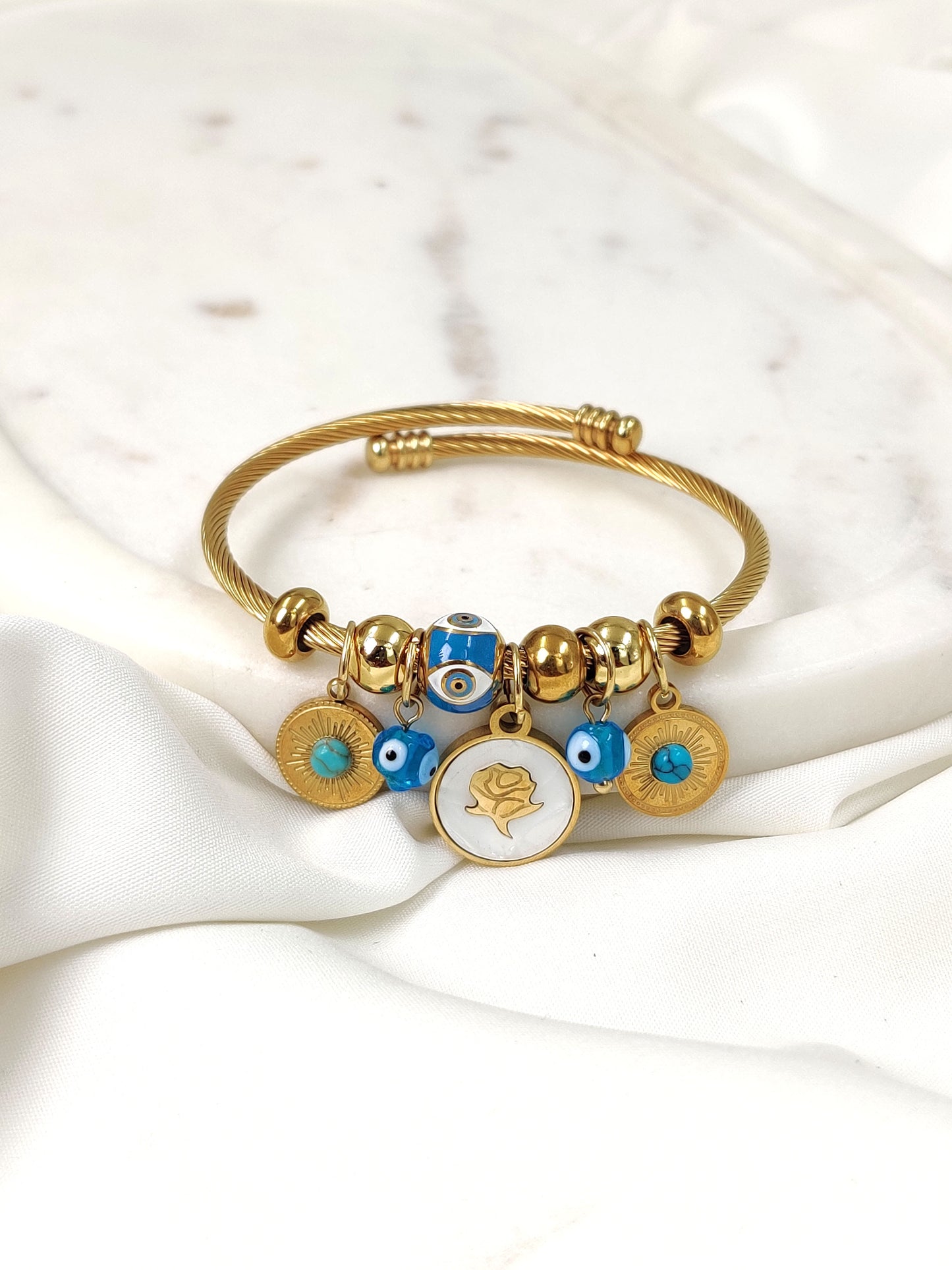 Rose Evil Eye Golden Bracelet