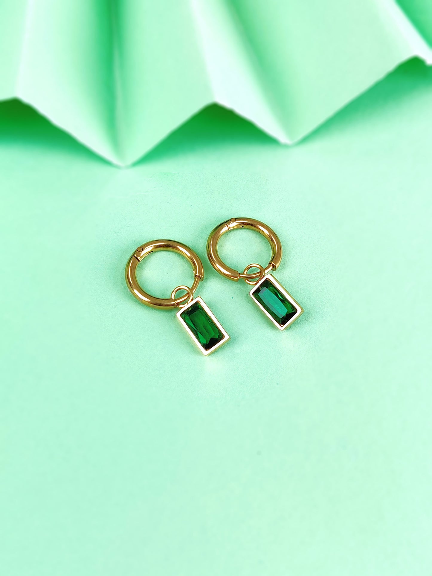 Macie Emerald Drop Hoops