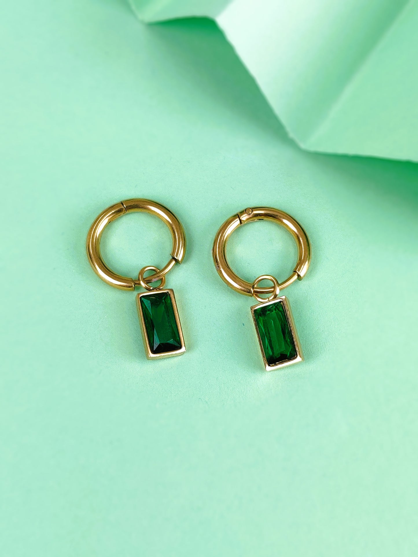 Macie Emerald Drop Hoops