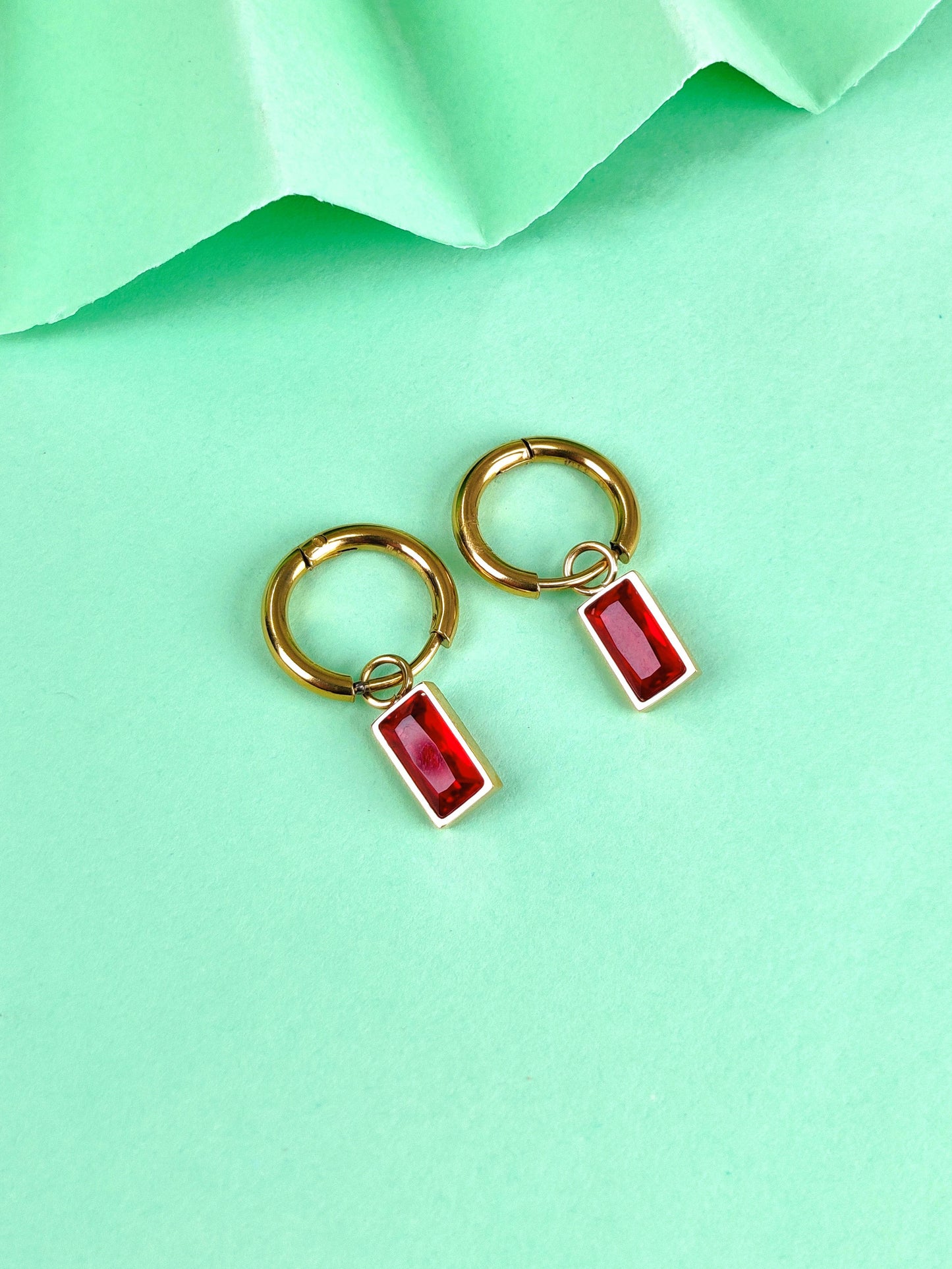 Macie Red Drop Hoops