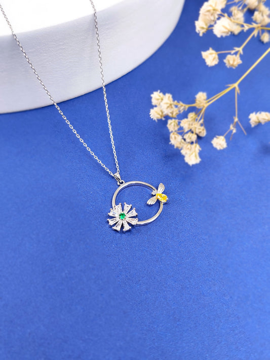 Bee and flower Ring Necklace