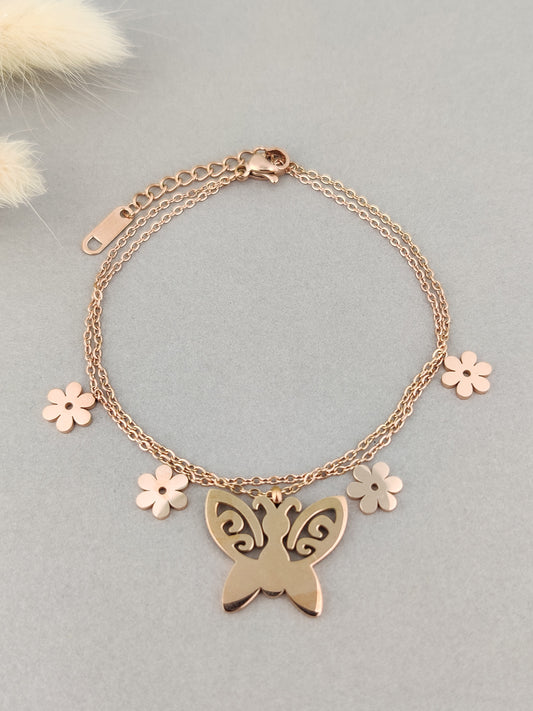 Floral Butterfly Charm Bracelet
