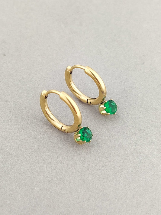 Talie Huggie Hoops (Emerald)