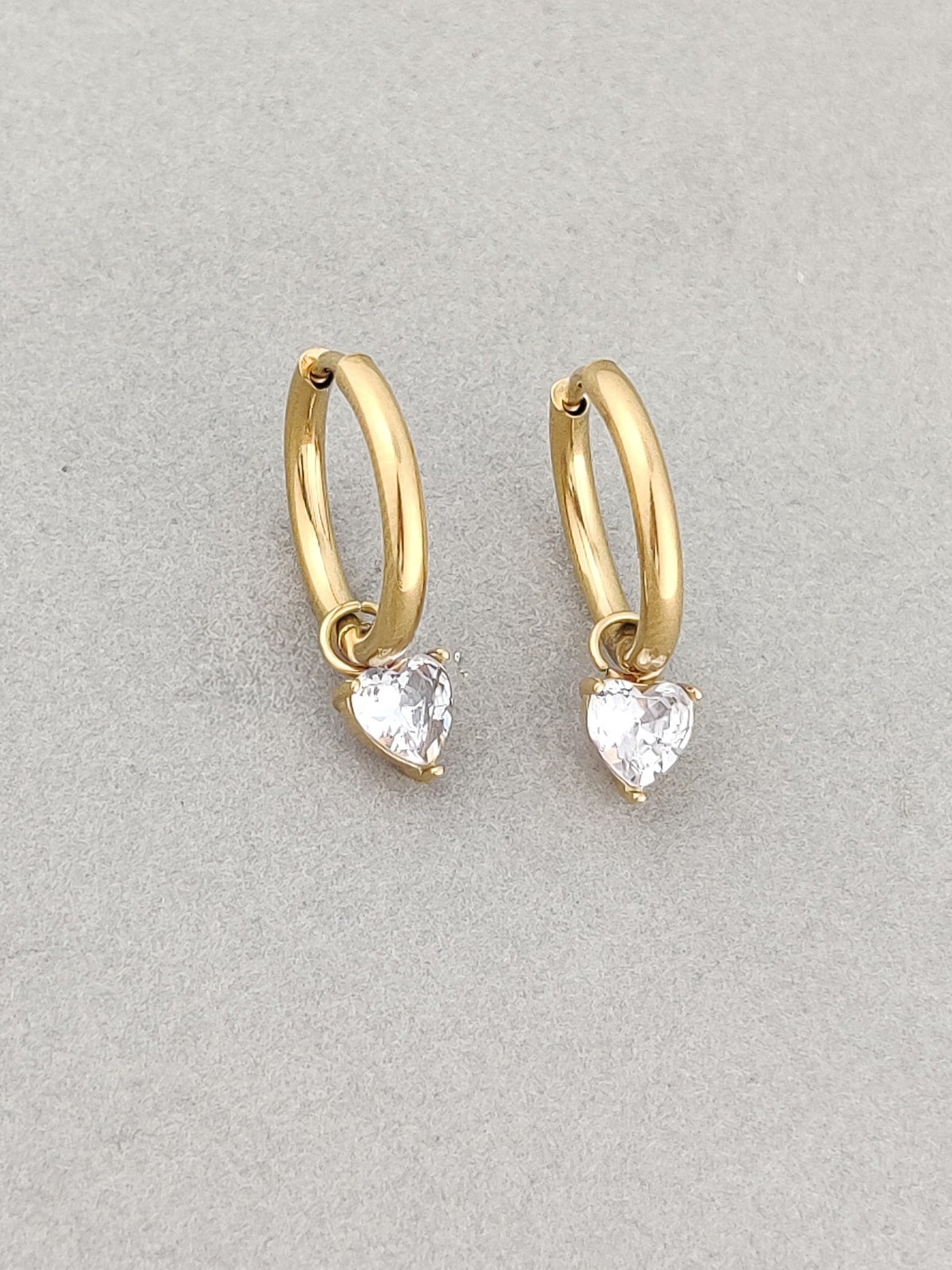 Crystal Heart Drop Huggie Hoops