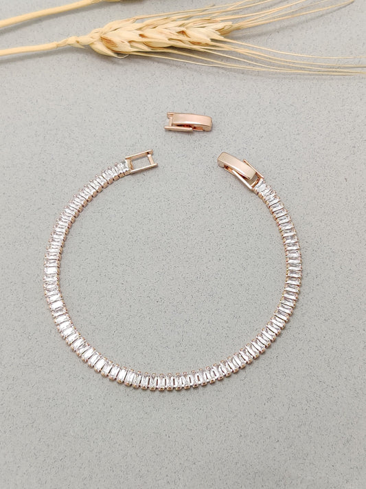Baguette Tennis Bracelet (Rose Gold)