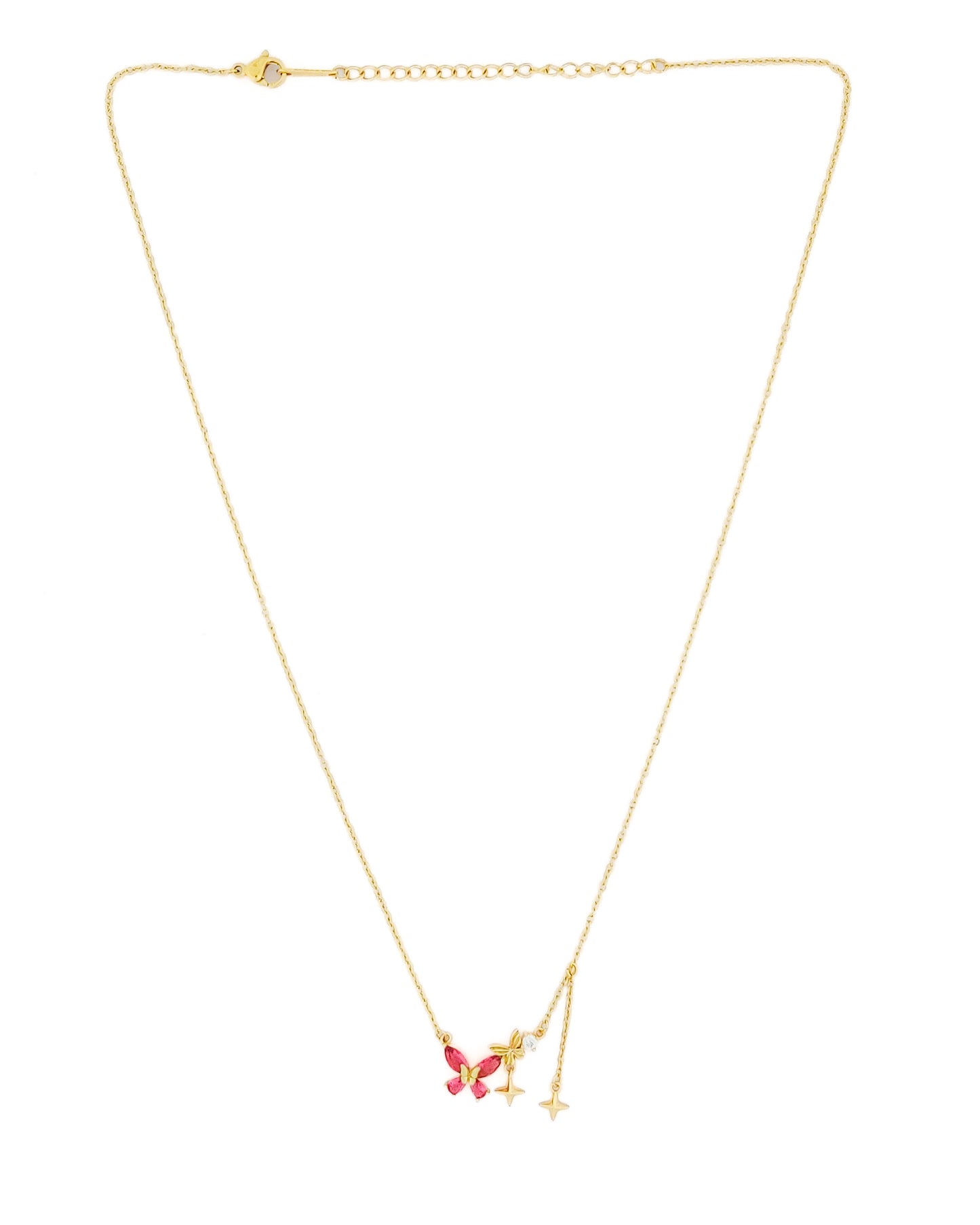 Butterfly Star Necklace(Pink)
